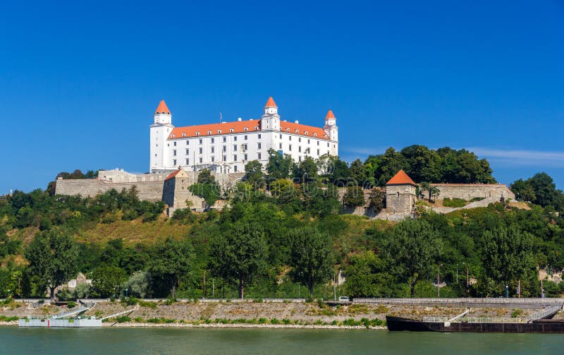 View of Bratislava Castle from the Danube river