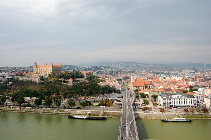 Pohľad na Bratislavu od rieky Dunaj