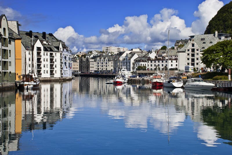 View from a bridge, Alesund old city, Norway