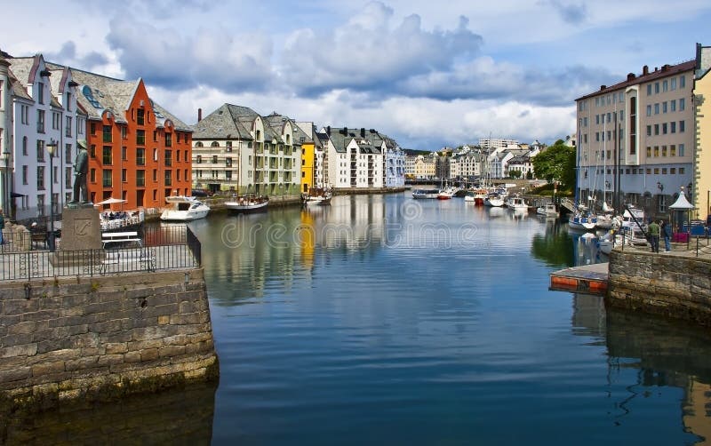 View from a bridge on Alesund old city, Norway