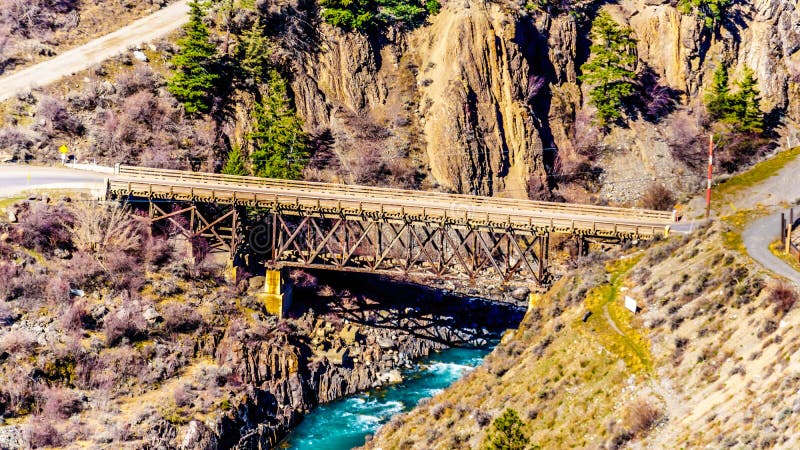 The Bridge River, at the town of Lillooet, British Columbia, Canada stock photos The Bridge River, at the town of Lillooet, British Columbia, Canada stock photos