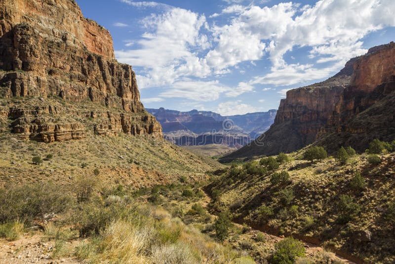 View on bright Angel Trail, Grand Canyon royalty free stock photos View on bright Angel Trail, Grand Canyon royalty free stock photos