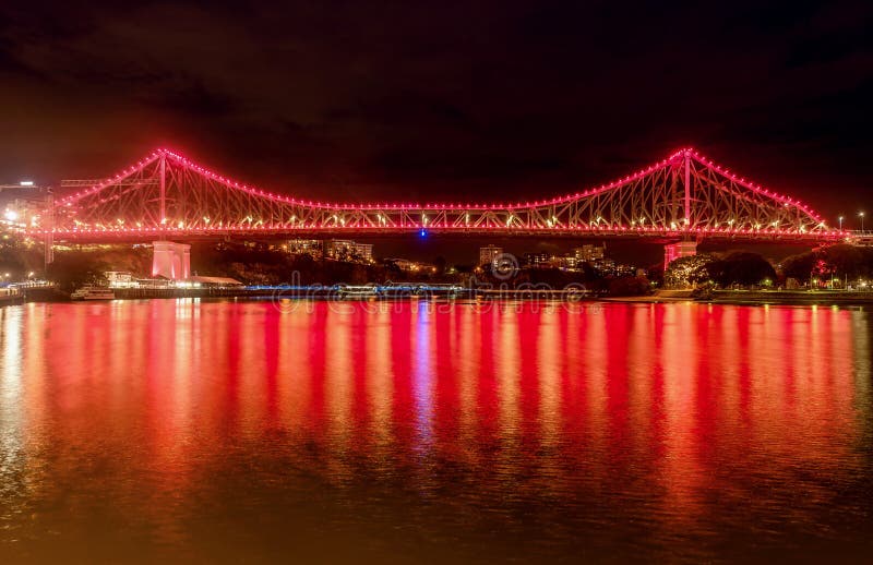 View of Brisbane bridge on the river at sundown, Australia royalty free stock photo