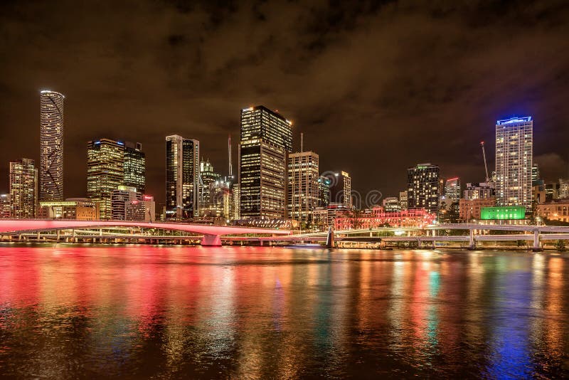 View of Brisbane over the river at sundown, Australia royalty free stock photography