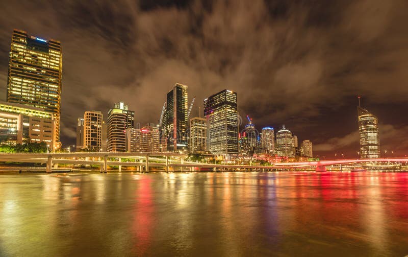 View of Brisbane over the river at sundown, Australia royalty free stock photography