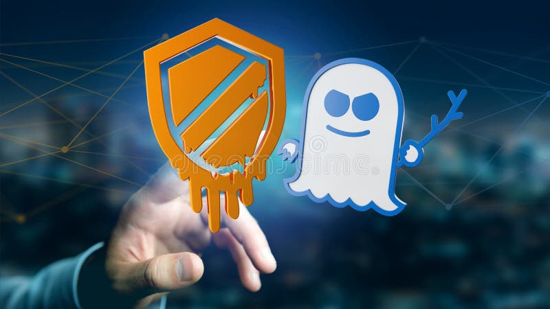 Businessman holding a Meltdown and Spectre processor attack with stock photos Businessman holding a Meltdown and Spectre processor attack with stock photos