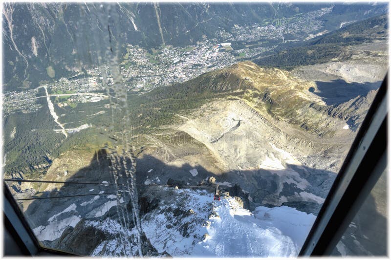 View from the Cable Car from Aiguille Du Midi Stock Photo Image of