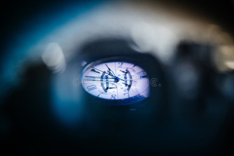 View through camera viewfinder of a luxury Zenith watch during p