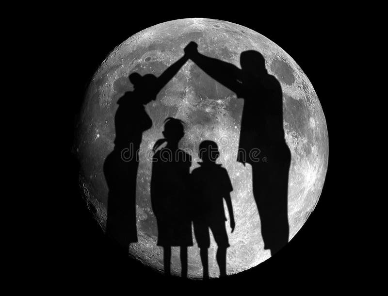 View of carefree family having fun in Moon Eclipse stock images View of carefree family having fun in Moon Eclipse stock images