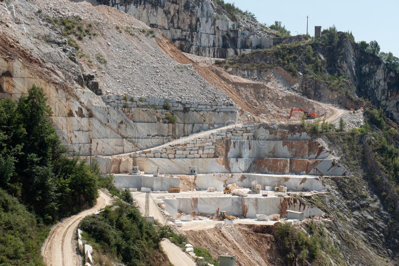 View of the Carrara Marble Quarries with Excavation Equipment Ready for