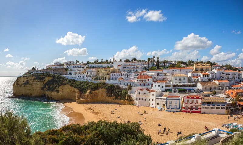 View of Carvoeiro at sunny spring day, Lagoa, Algarve, Portugal royalty free stock image View of Carvoeiro at sunny spring day, Lagoa, Algarve, Portugal royalty free stock image