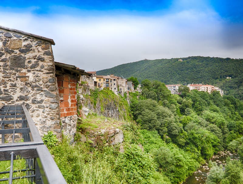 View Of Castellfullit De La Roca  Girona Spain  Stock 