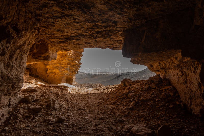 View From A Cave Entrance In The Rocky Desert Of Sudan Africa Stock