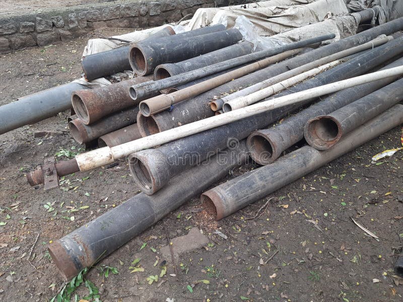 Cement and Plastic Pipes of Different Sizes Stock Photo Image of stac