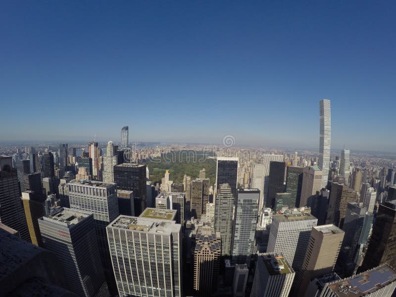 View of the central park from Rockefeller Center stock photo