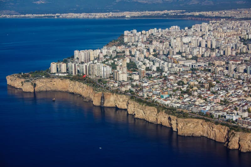 View of Antalya from the window of the airplane royalty free stock photos View of Antalya from the window of the airplane royalty free stock photos