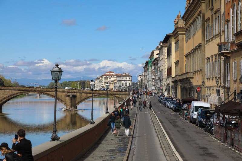 View of the city of Florence along the Arno River