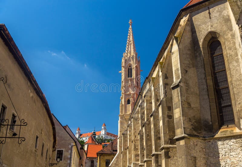 View of Clarissine Church and the Castle in Bratislava