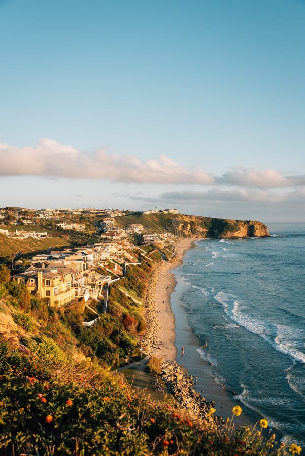 View of cliffs and Strand Beach, in Dana Point, Orange County, California