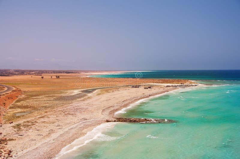 The view on the coast of the amazing island in the ocean. Yemen. island of Socotra. royalty free stock images The view on the coast of the amazing island in the ocean. Yemen. island of Socotra. royalty free stock images