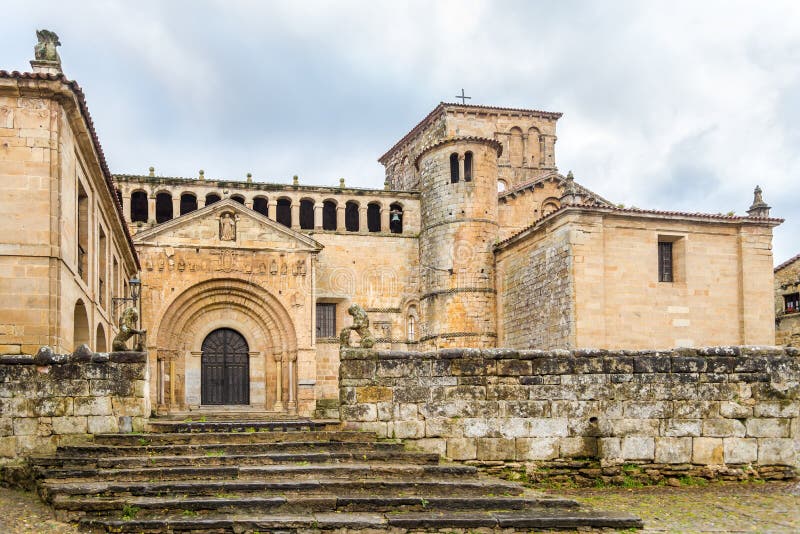 View at the Colegiata Church in Santillana Del Mar - Spain Stock Photo ...