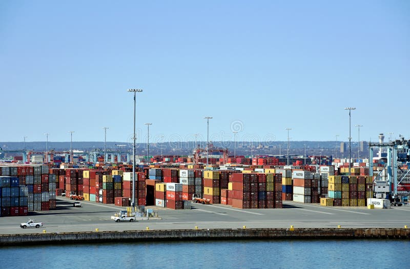 View on the container terminal in Newark, NJ. royalty free stock photography
