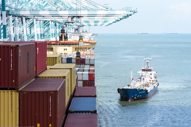View on the Containers Loaded on Deck of the Cargo Ship. Editorial Image Image of tanjung