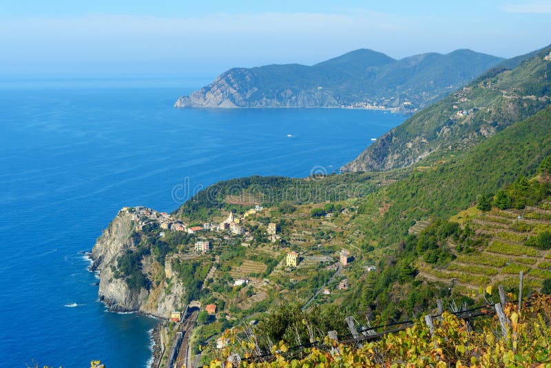 View of Corniglia from mountain. Cinque Terre. Italy royalty free stock image View of Corniglia from mountain. Cinque Terre. Italy royalty free stock image