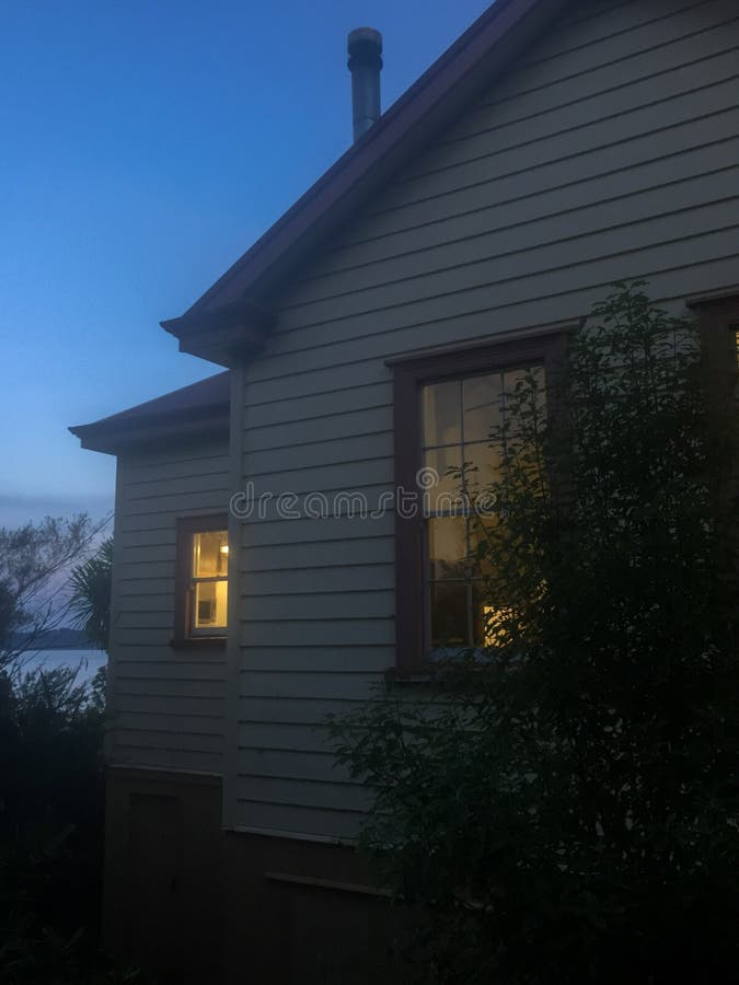 View of a Cottage at Sunset Stock Image Image of blue, cabin 126624583