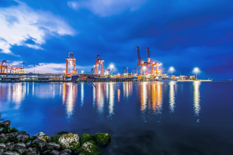 View of the crane from the Industrial sea port of Mersin. TURKEY MERSIN, TURKEY -