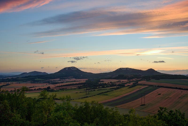 View of the Czech Central Higlands at Sunset stock images View of the Czech Central Higlands at Sunset stock images