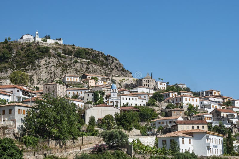 View of Dhermi touristic village in Albania