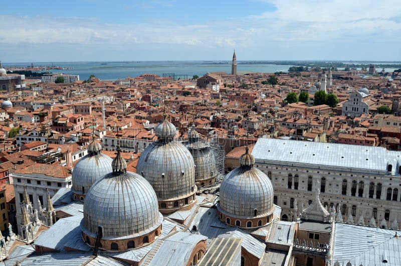View of the domes of the Cathedral of St. Mark. stock photography