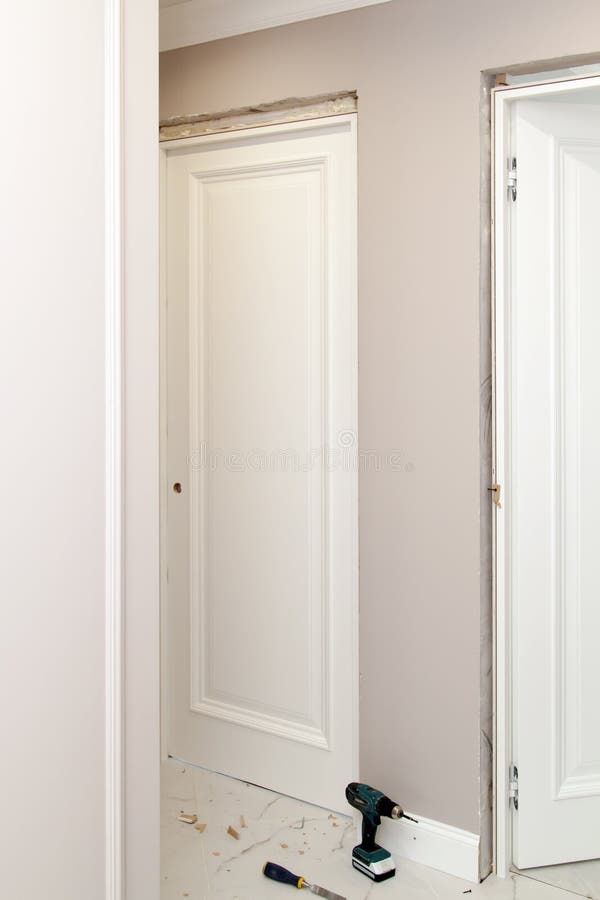 View of Doors with Filled Gaps between Walls and Door Frames during
