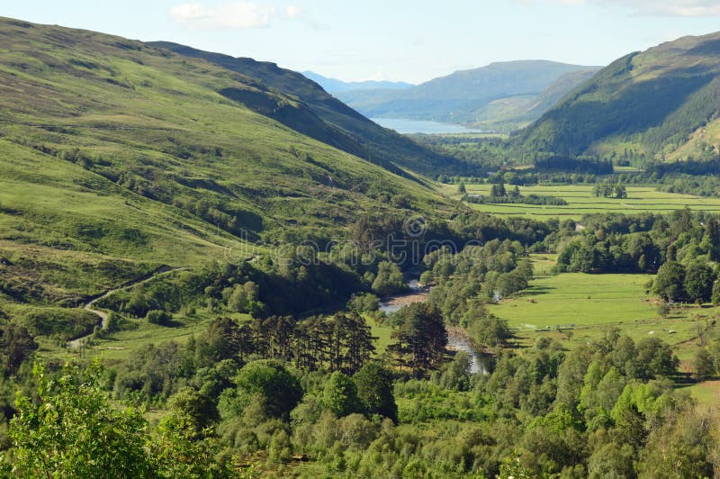 View down the valley near Loch Garve on the North Coast 500, Scotland United Kingdom Europe