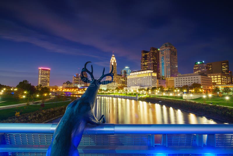 View of downtown Columbus Ohio Skyline at twilight