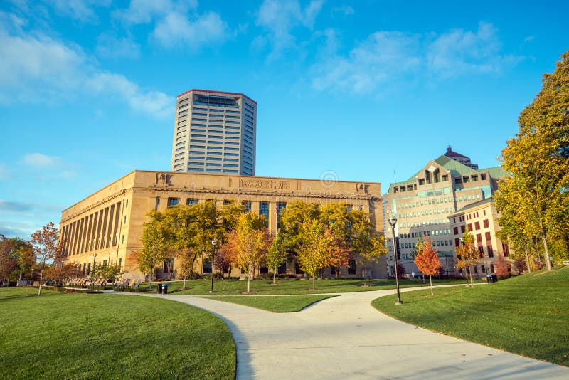 View of Downtown Columbus Ohio Skyline Stock Photo Image of bike