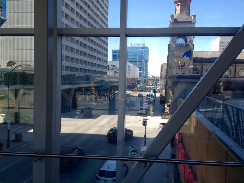 Downtown of Winnipeg city stock photos
