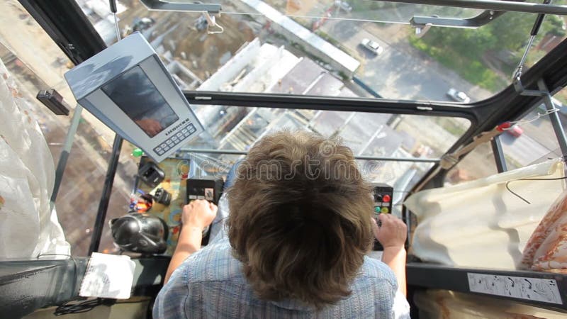 The view from the driver s cab of a construction crane