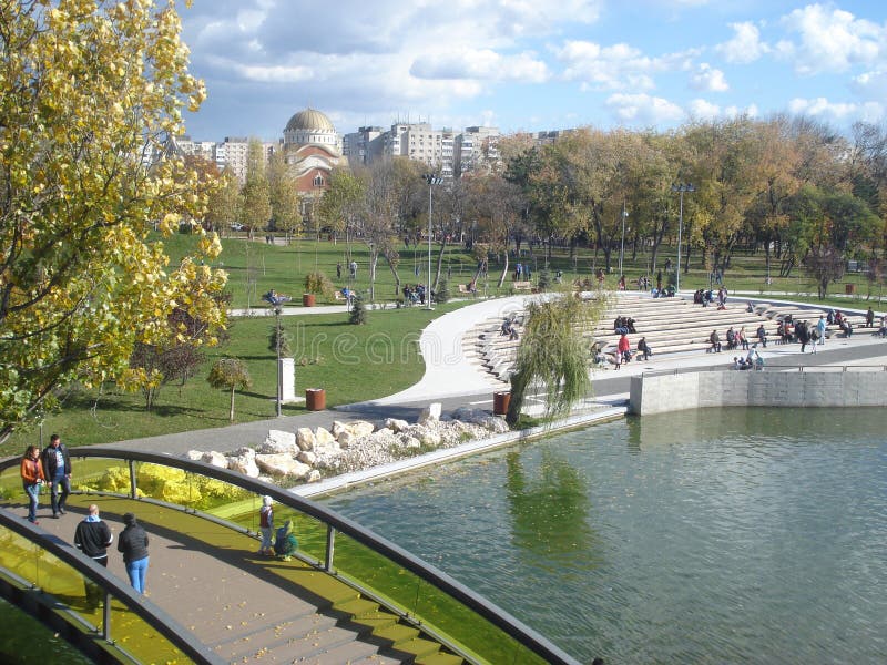 View in Drumul Taberei Park in Bucharest in Autumn Editorial Stock