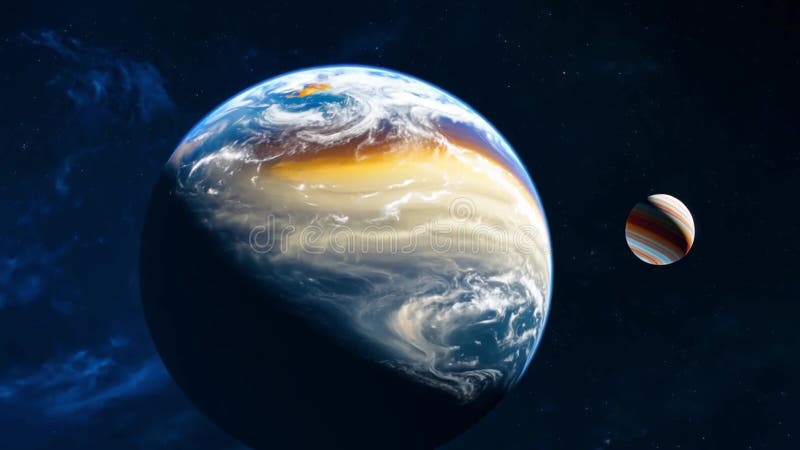 A View of Earth and Jupiter From Outer Space vector illustration