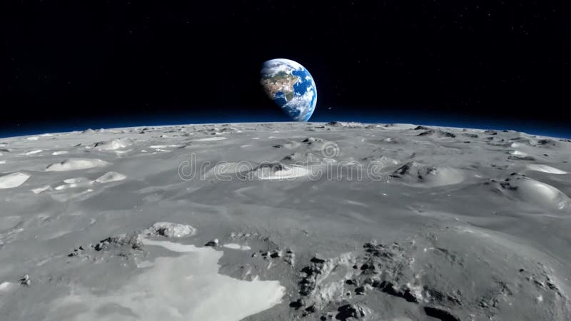 View Of Earth From The Lunar Surface During Space Exploration royalty free illustration