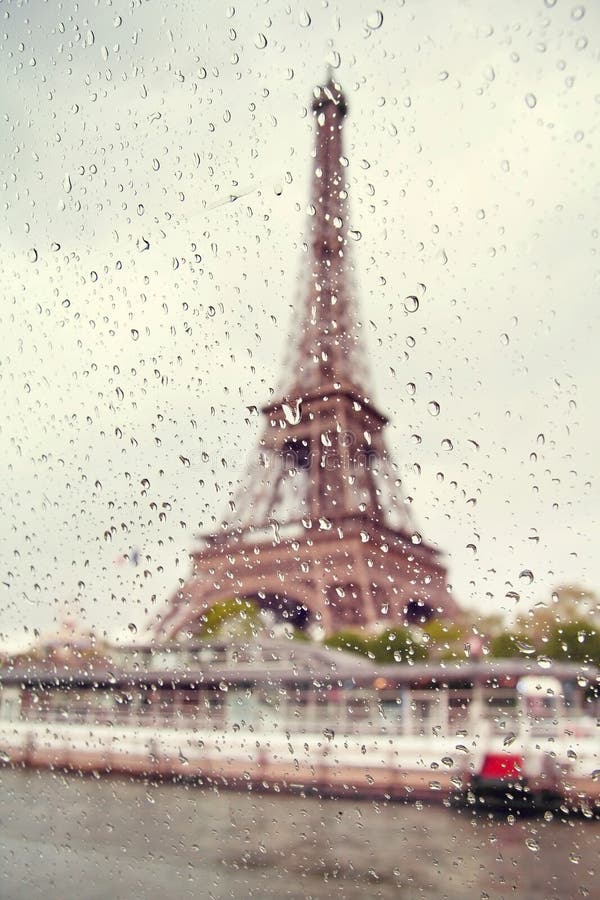 View Eiffel Tower Window Rain Drops France Paris Stock Photos Free