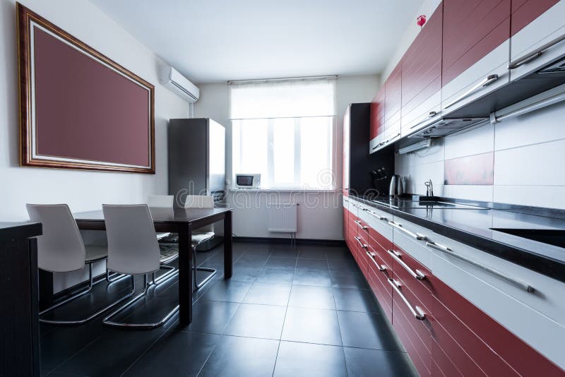 View of Empty Modern Kitchen Stock Image Image of modern, objects