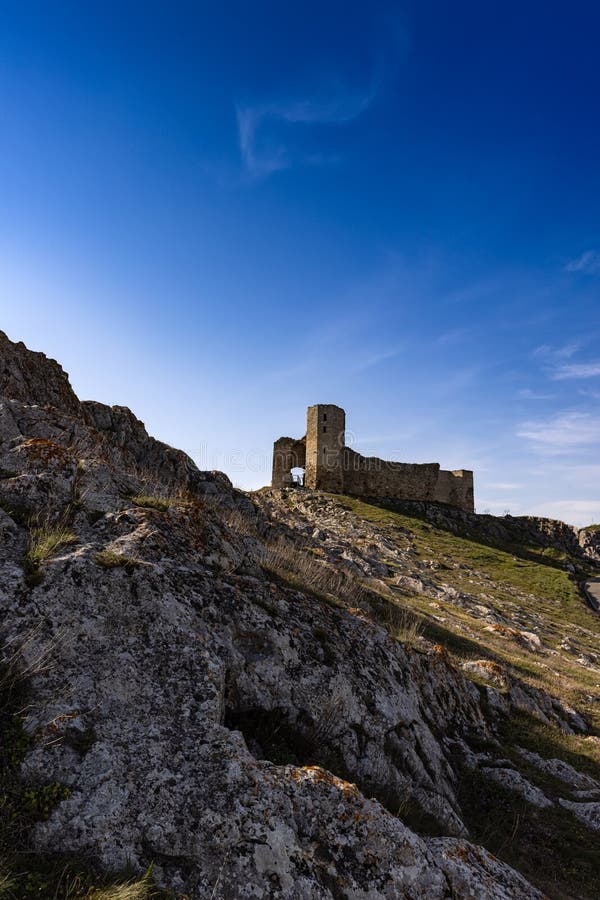 View of the Enisala fortress in Dobrogea, Romania. Amazing landscape of this medieval fortress sitting on the hill