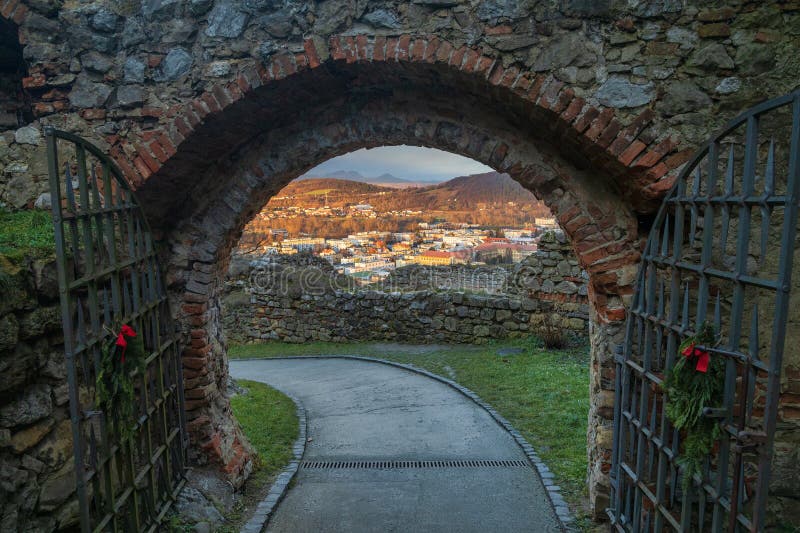 View from entrance gate of The Trencin Castle on Trencin town