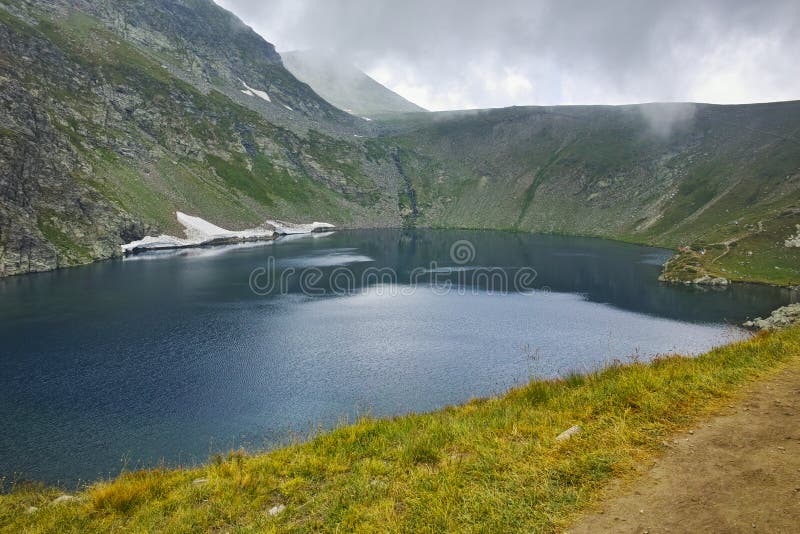 View of The Eye lake before storm, The Seven Rila Lakes, Bulgaria