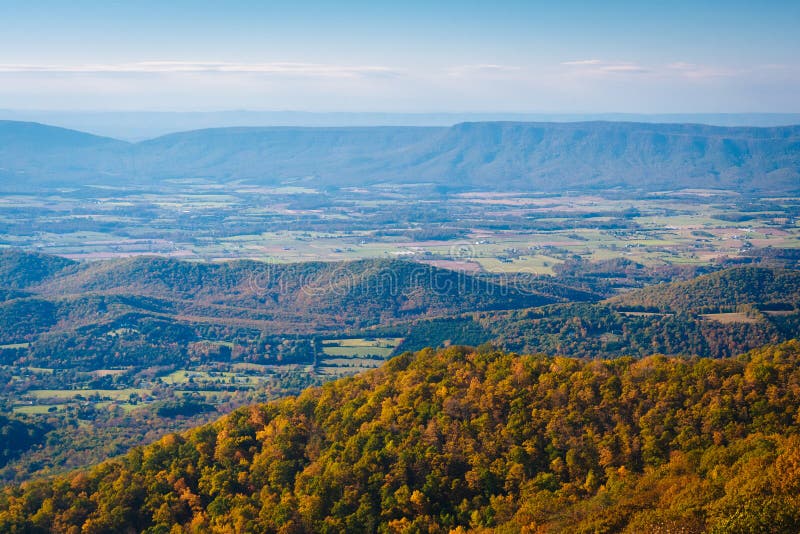 View of Fall Color in the Shenandoah Valley, from Skyline Drive Stock