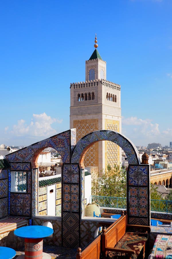 View of the famous Mosque and cityscape in Tunis, Tunisia. View of the famous Mosque and cityscape in Tunis, Tunisia