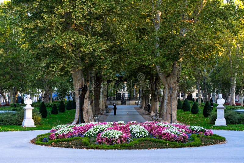 View of the famous Zrinjevac park in the city center of Zagreb, Croatia stock photo View of the famous Zrinjevac park in the city center of Zagreb, Croatia stock photo